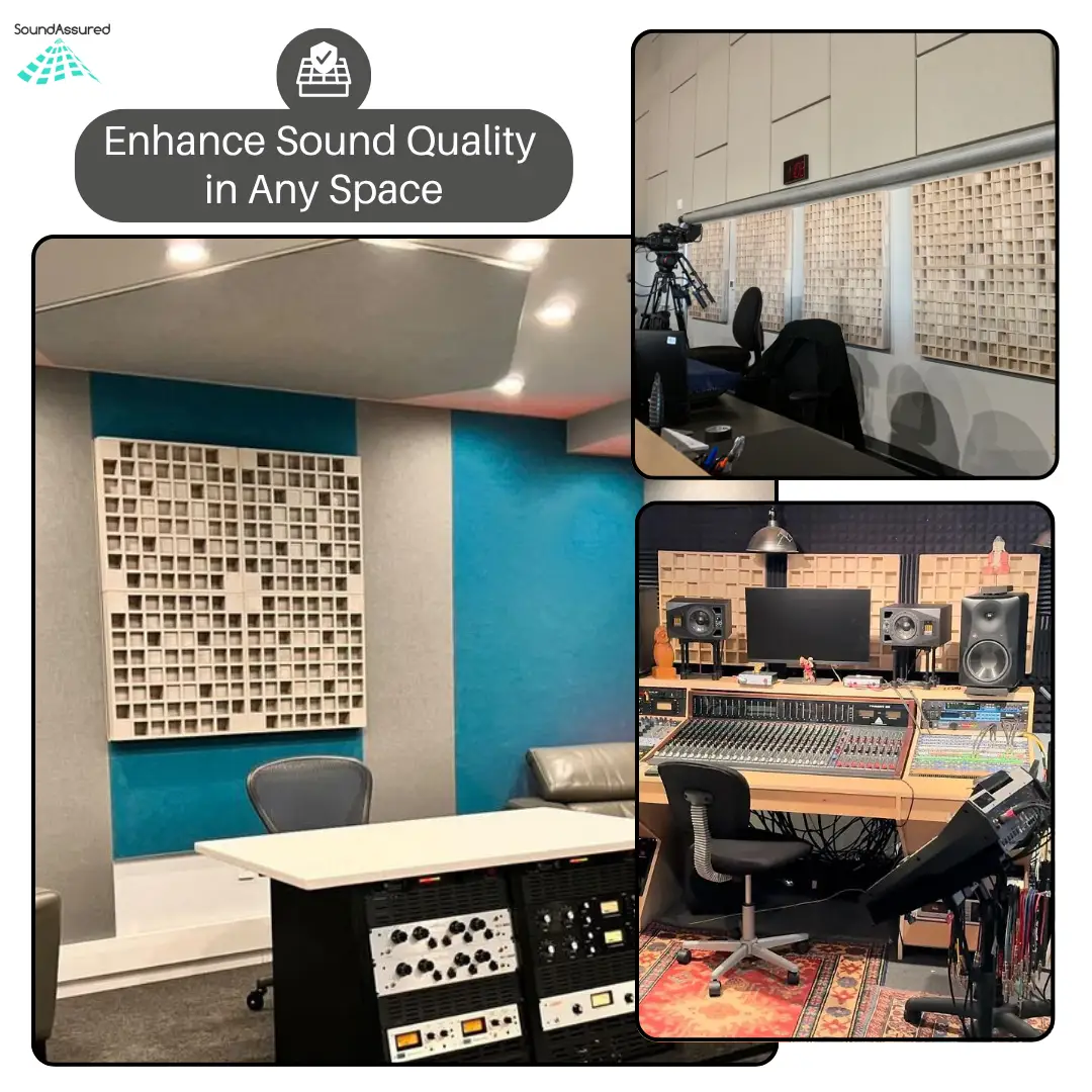 Pine Wood Acoustic Diffuser - Wooden Acoustic Diffusion Panel For Sound Scattering by SoundAssured