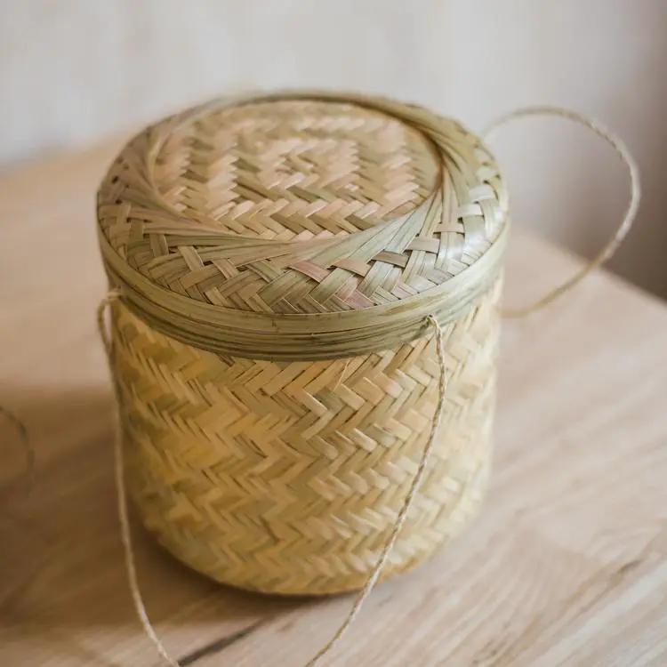 Southeast Asia Round Bamboo Tea Box Jar by RusticReach