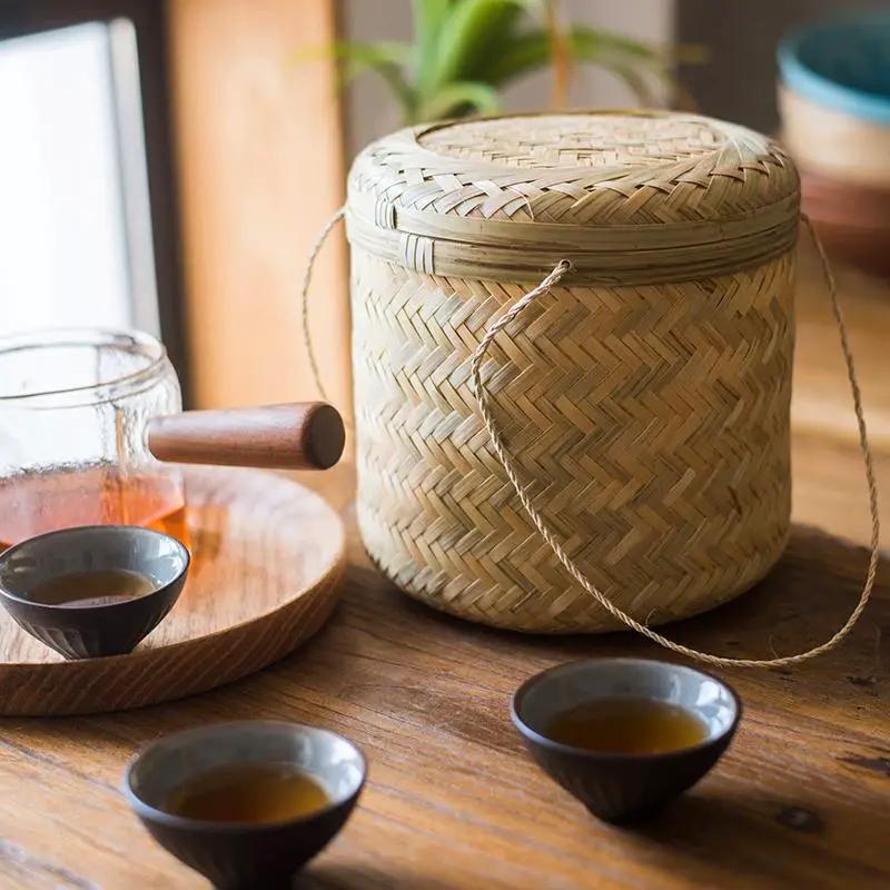 Southeast Asia Round Bamboo Tea Box Jar by RusticReach
