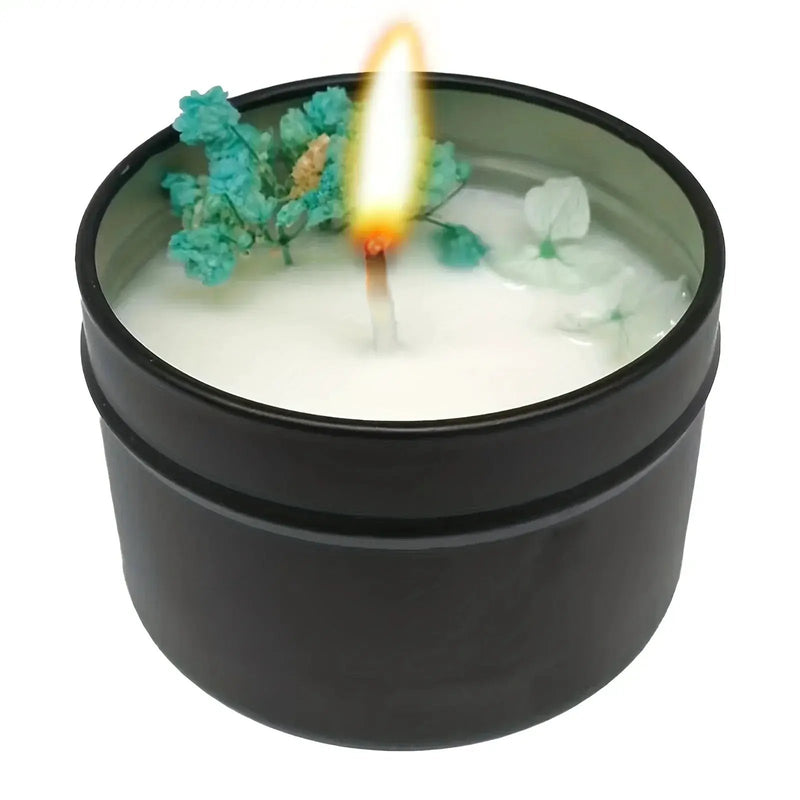 Soy Wax Candle in Black Metal Jar Long Burning by House Of Avana