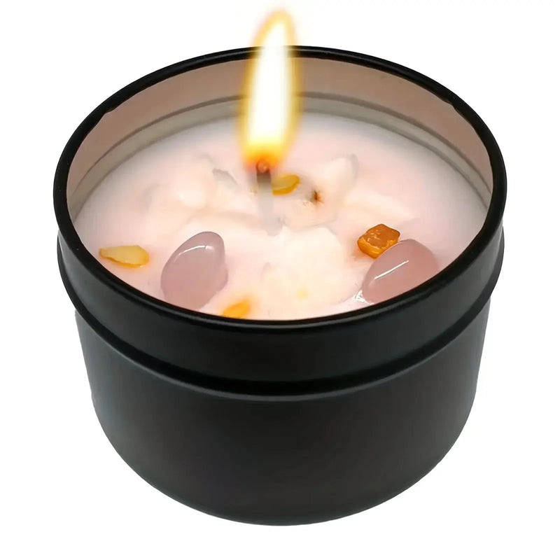 Soy Wax Candle in Black Metal Jar Long Burning by House Of Avana