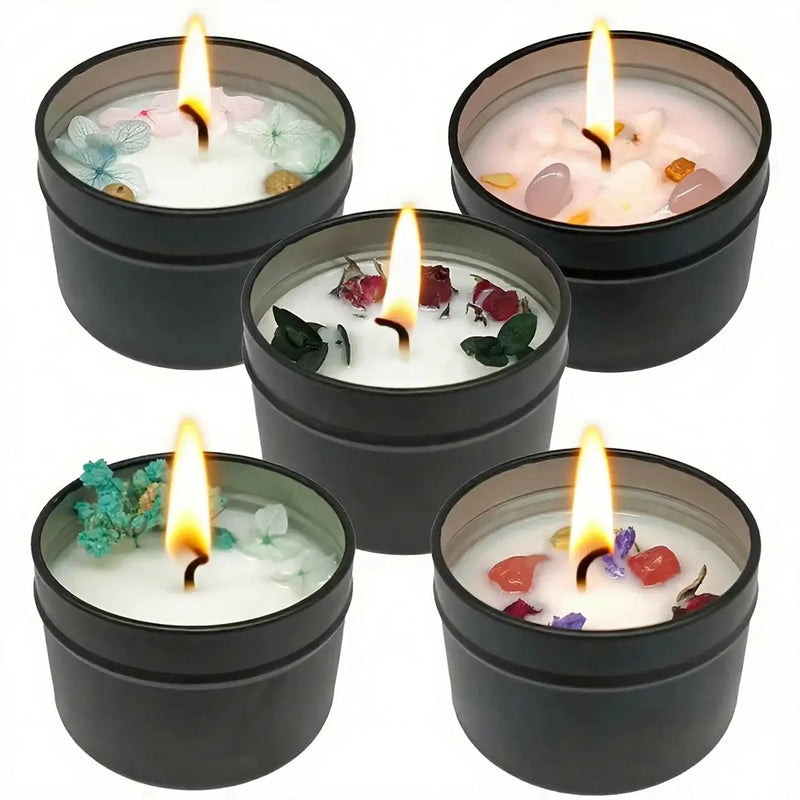 Soy Wax Candle in Black Metal Jar Long Burning by House Of Avana