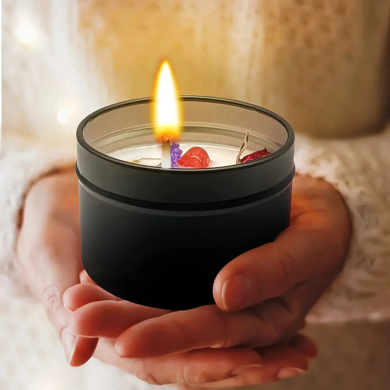 Soy Wax Candle in Black Metal Jar Long Burning by House Of Avana
