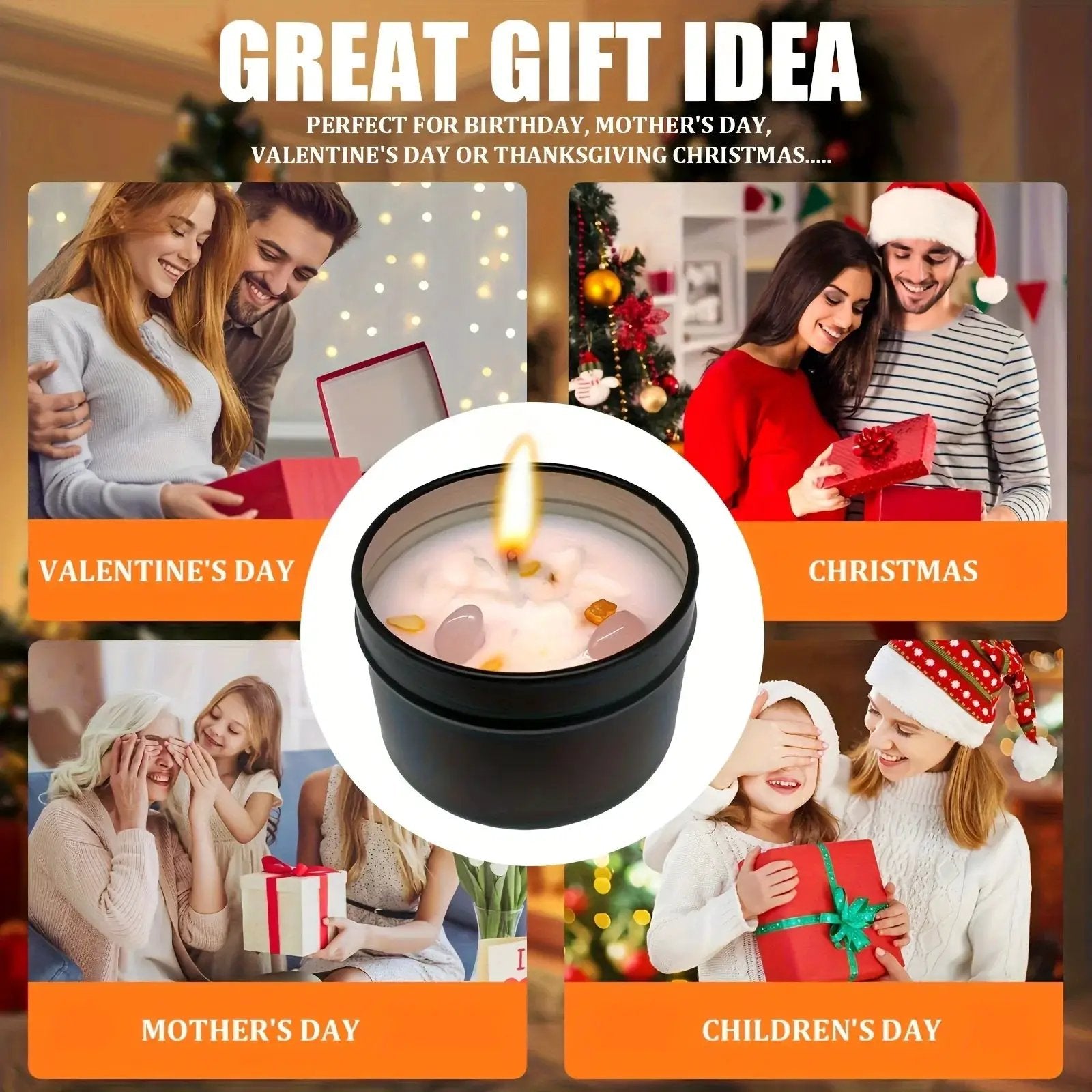 Soy Wax Candle in Black Metal Jar Long Burning by House Of Avana