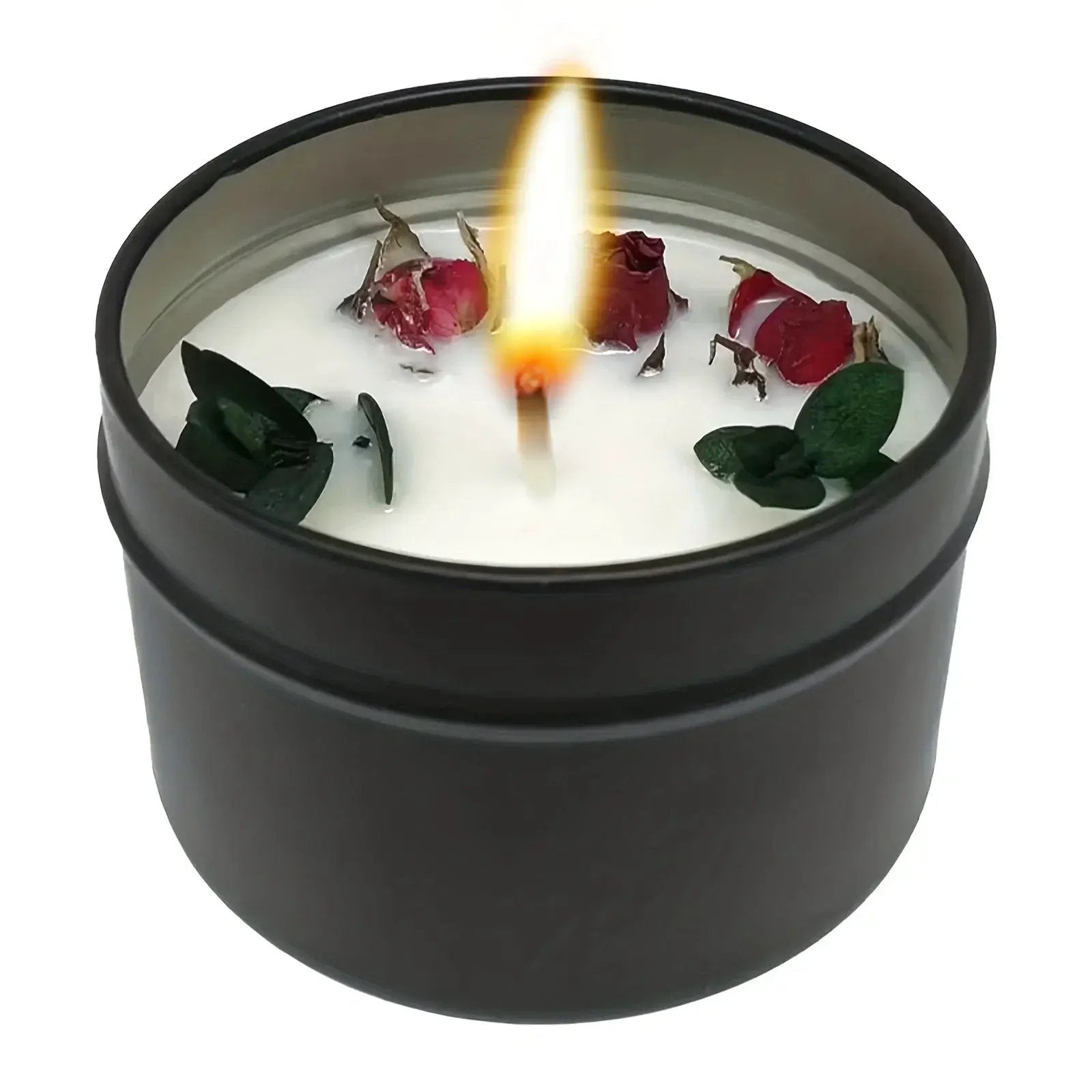 Soy Wax Candle in Black Metal Jar Long Burning by House Of Avana