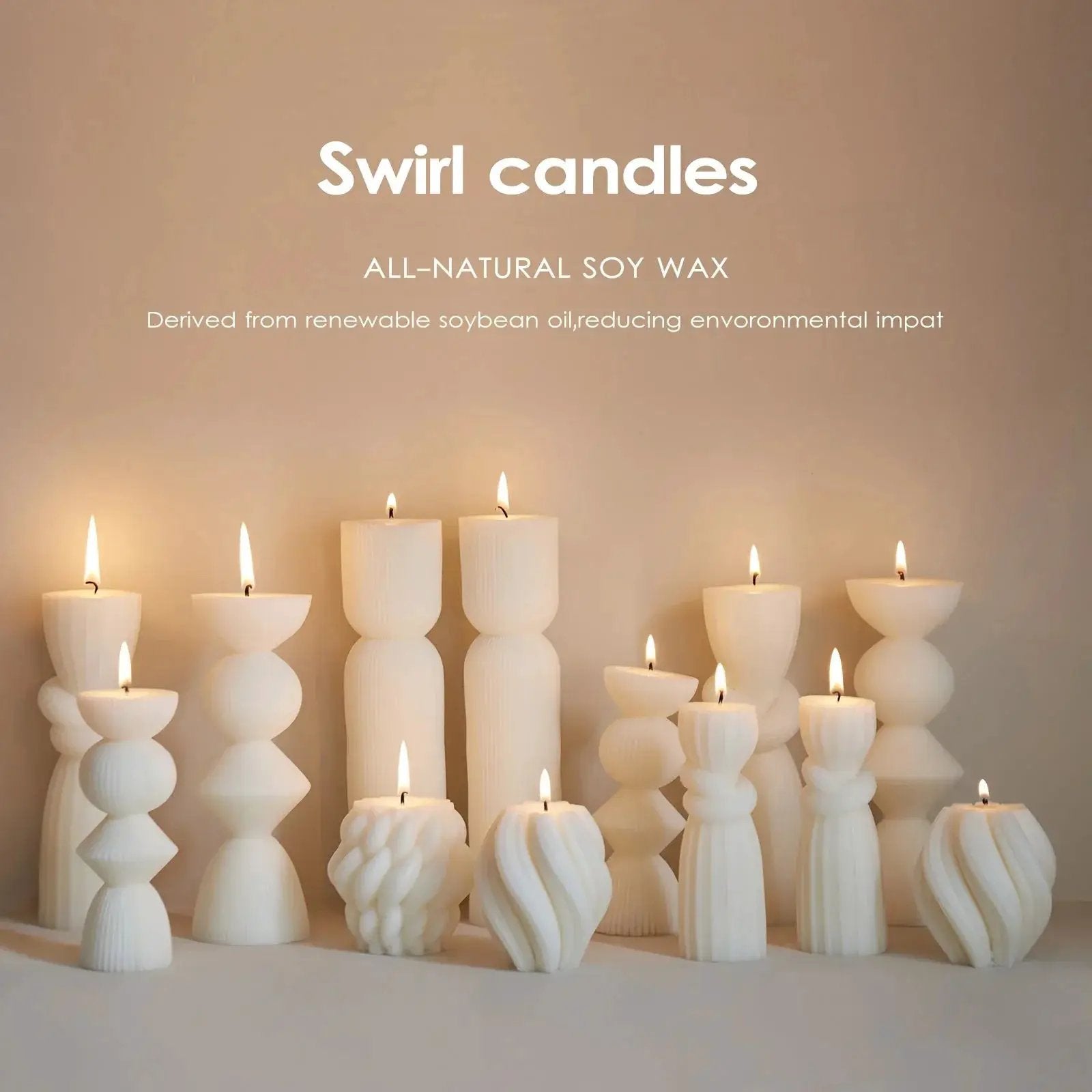 Soy Wax Ribbed Pillar Candles 7-Pack by House Of Avana