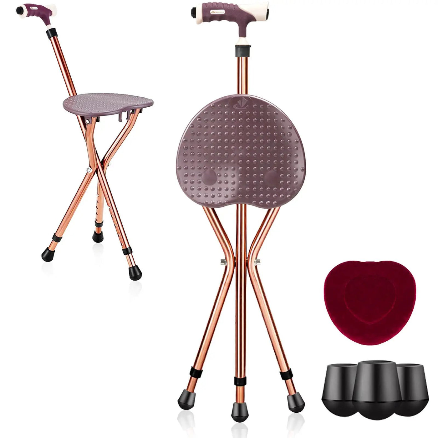 Lightweight Adjustable Folding Cane Seat with Light by DirectDeals