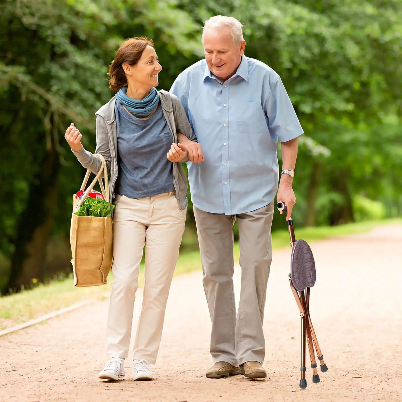 Lightweight Adjustable Folding Cane Seat with Light by DirectDeals