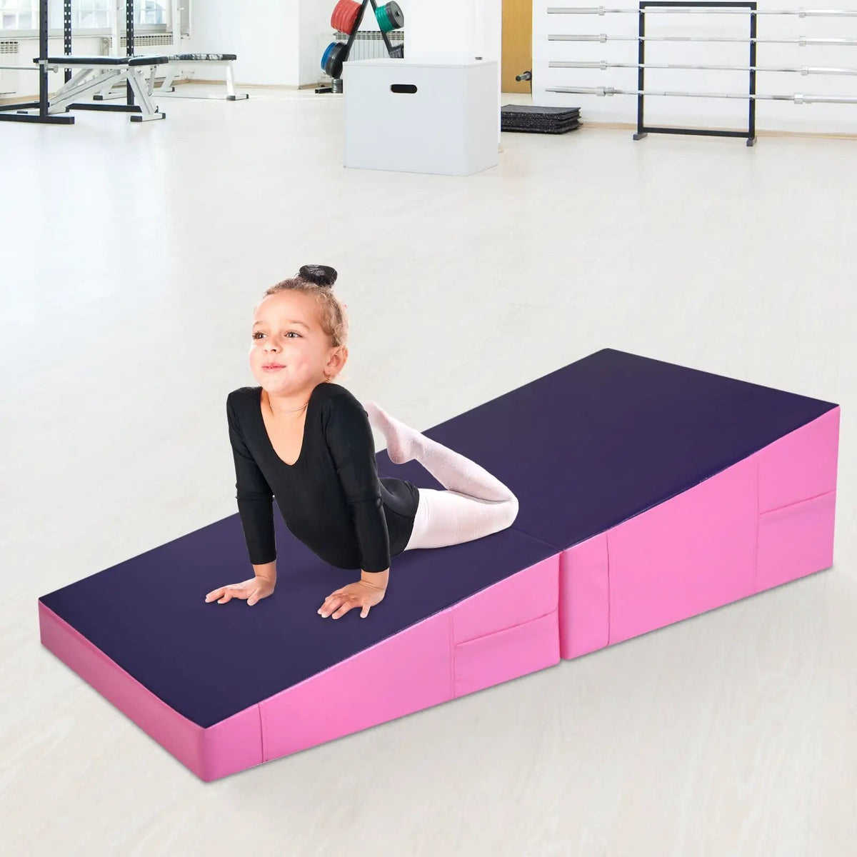 Folding Incline Mat Slope Cheese Gymnastics Gym Exercise Yellow by DirectDeals