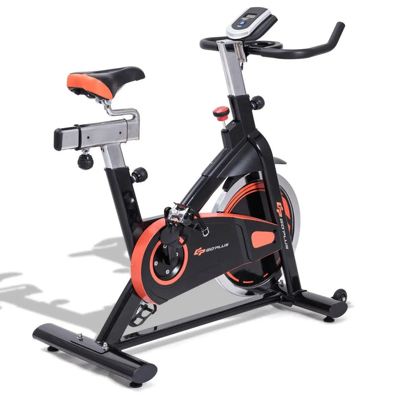 Indoor Fixed Aerobic Fitness Exercise Bicycle with Flywheel and LCD Display by DirectDeals