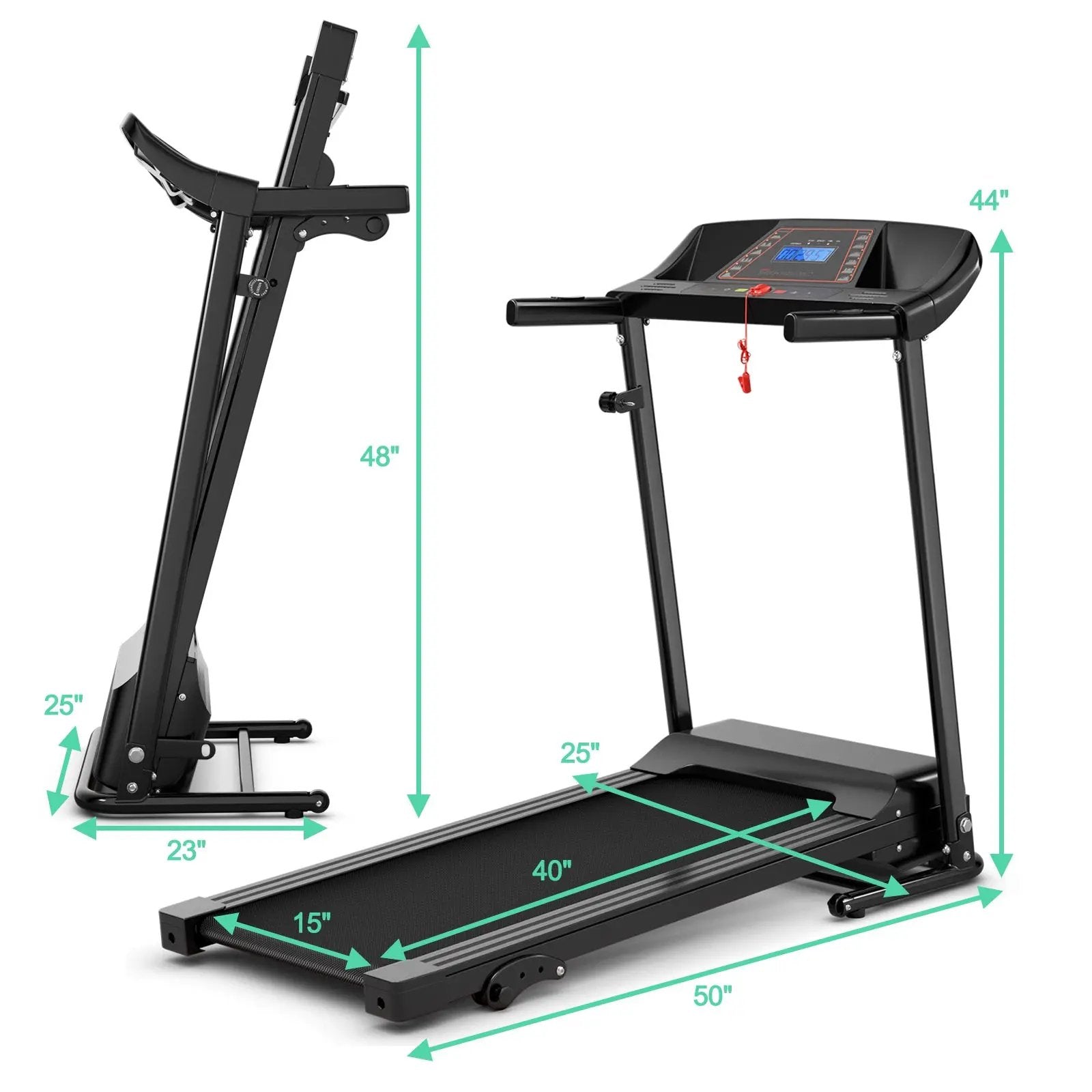 1.0 HP Foldable Treadmill Electric Support Mobile Power by DirectDeals