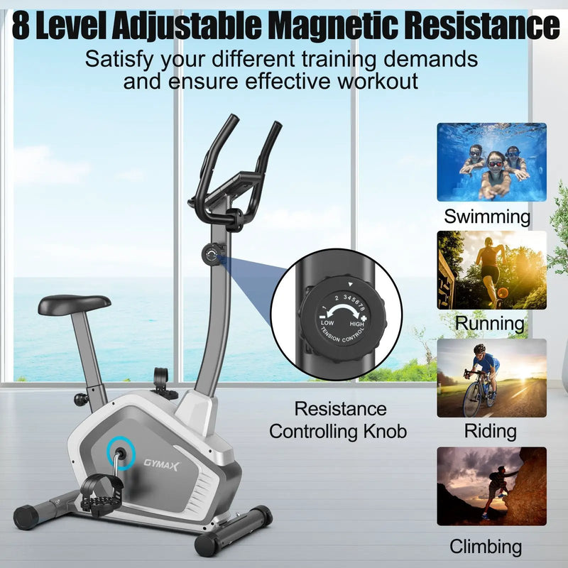 Magnetic Stationary Upright Cycling Bike with 8-Level Resistance by DirectDeals