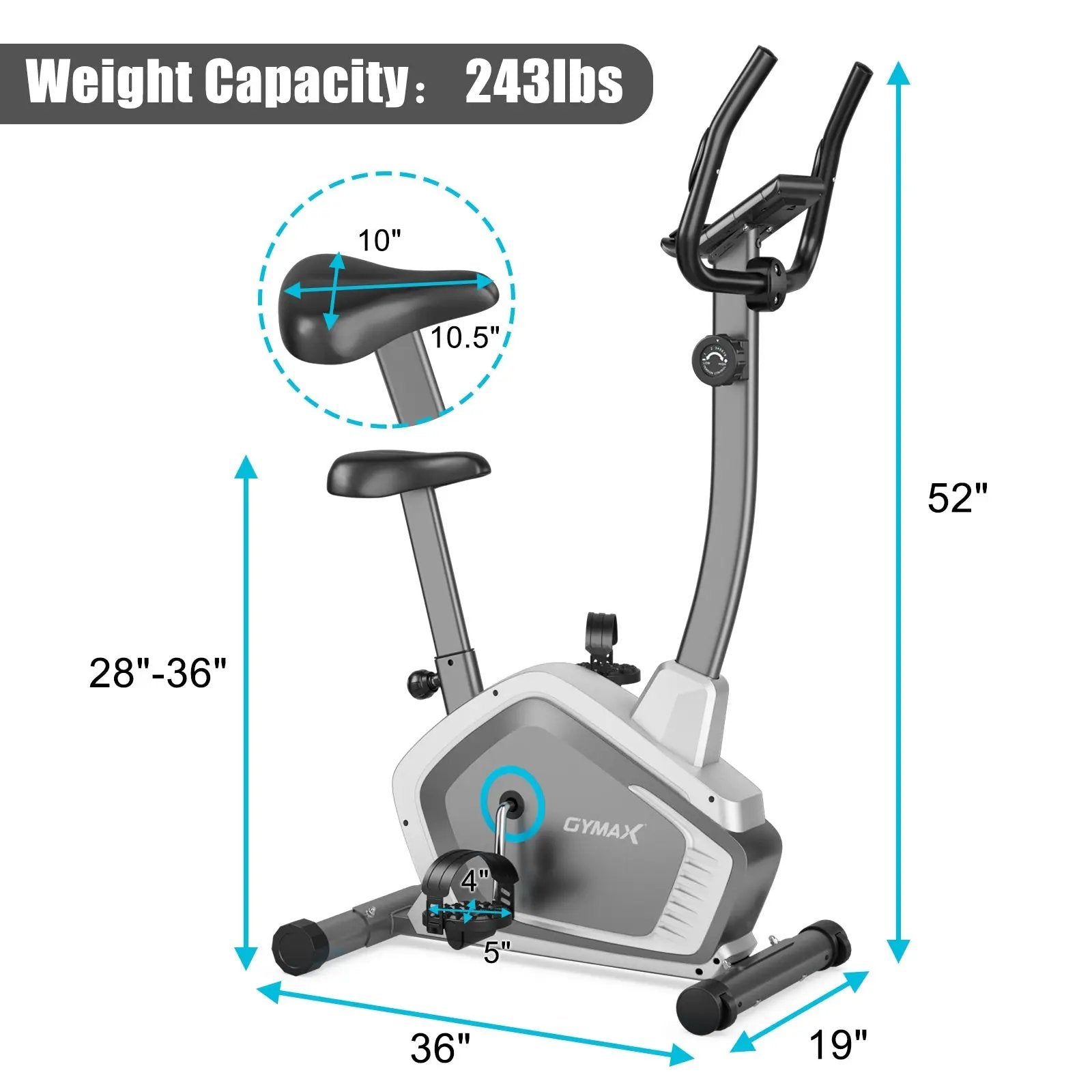 Magnetic Stationary Upright Cycling Bike with 8-Level Resistance by DirectDeals