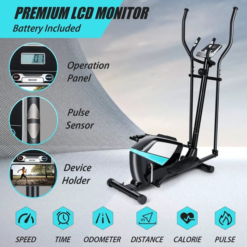Magnetic Elliptical Machine Cross Trainer with Display Pulse Sensor 8-Level by DirectDeals