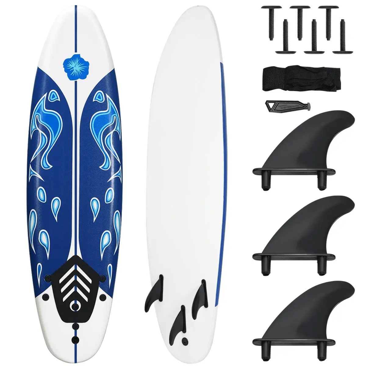 6 Feet Surfboard with 3 Detachable Fins by DirectDeals