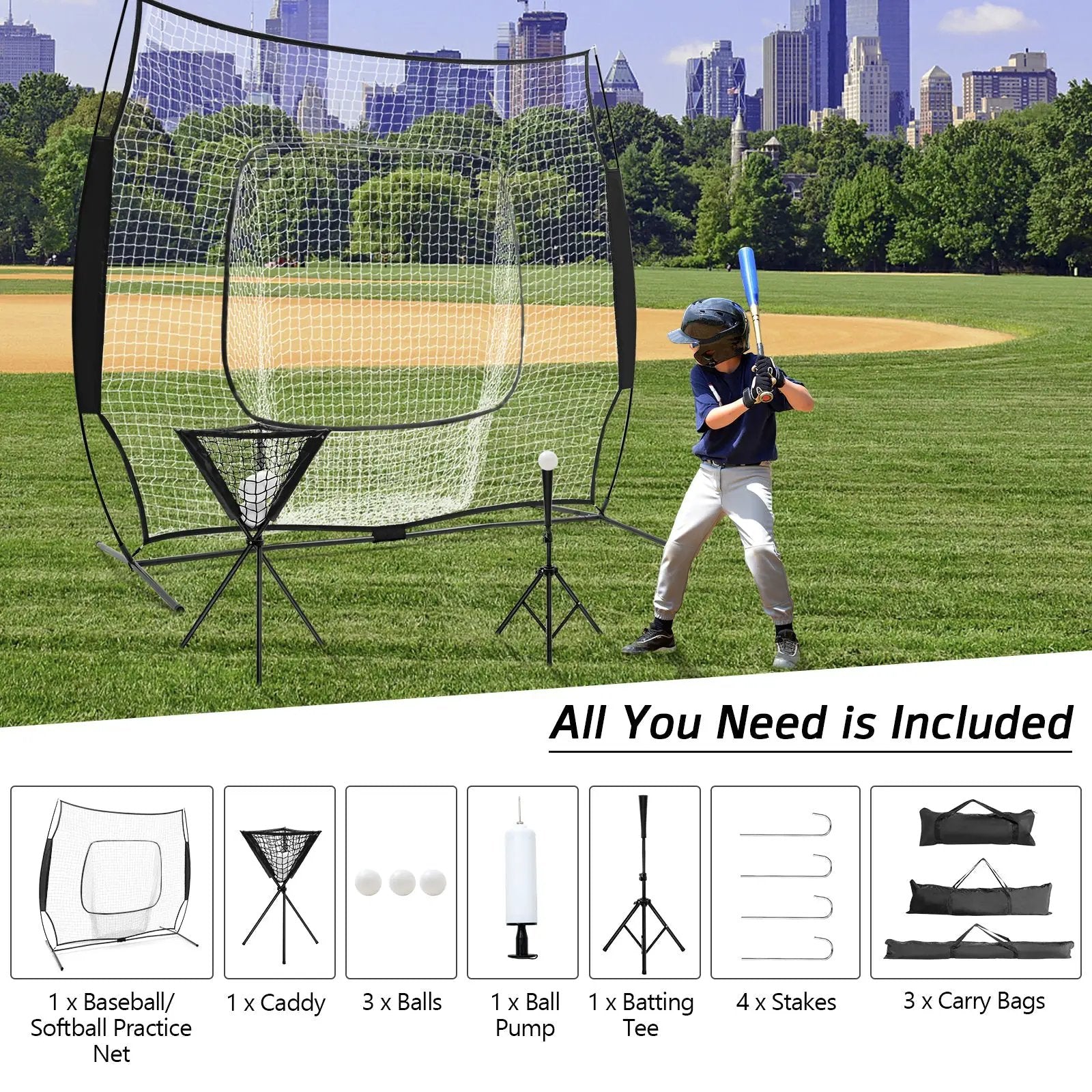 Portable Practice Net Kit with 3 Carrying Bags by DirectDeals