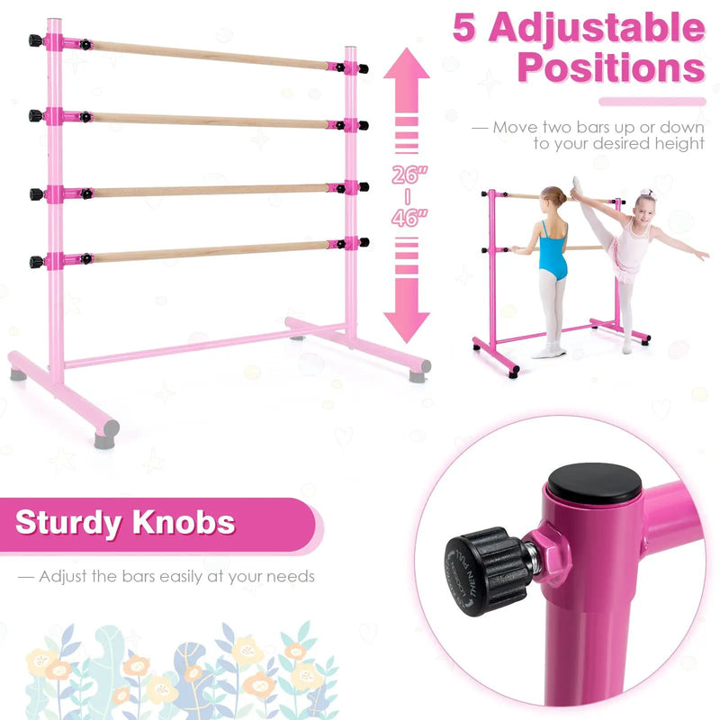 47 Inch Double Ballet Barre with Anti-Slip Footpads by DirectDeals