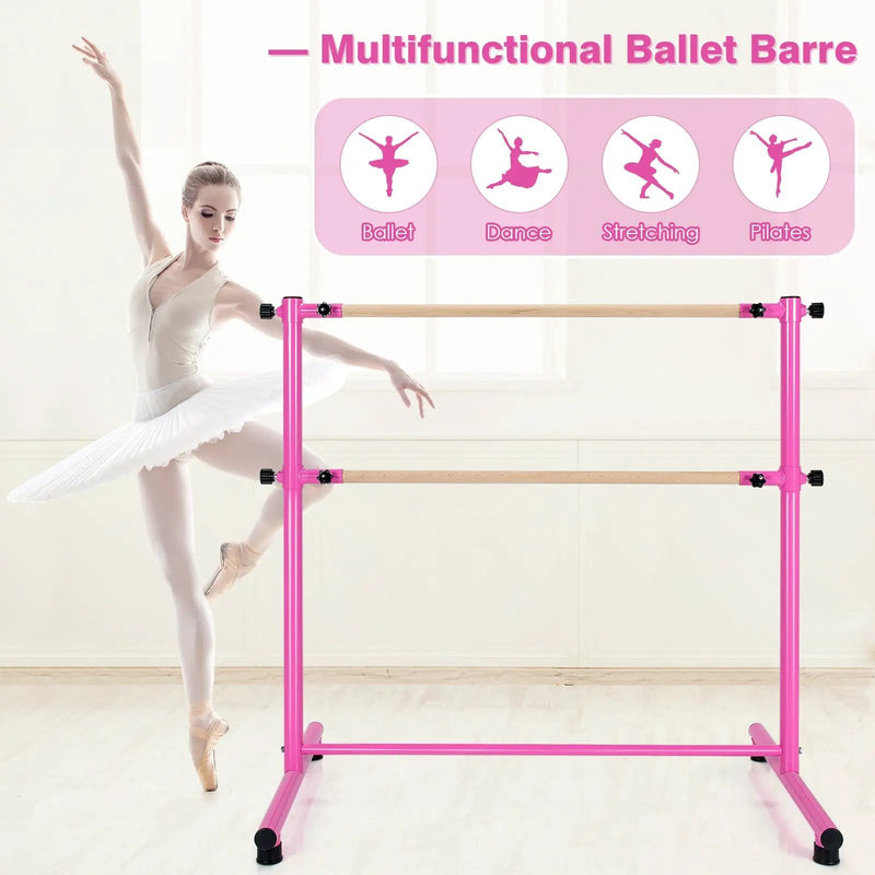 47 Inch Double Ballet Barre with Anti-Slip Footpads by DirectDeals