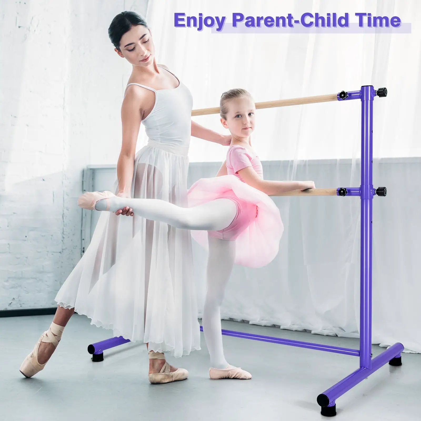 47 Inch Double Ballet Barre with Anti-Slip Footpads by DirectDeals