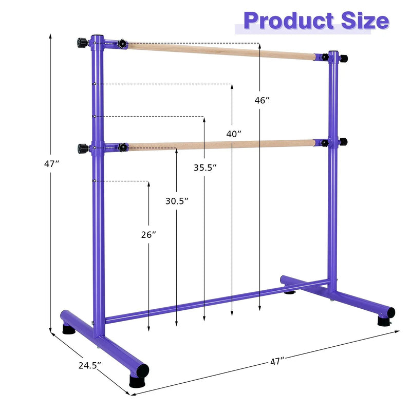 47 Inch Double Ballet Barre with Anti-Slip Footpads by DirectDeals