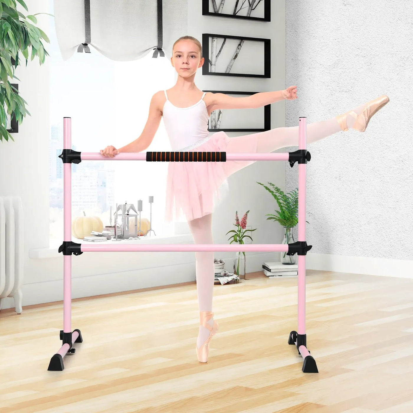 4 Feet Portable Ballet Barre with Adjustable Height by DirectDeals