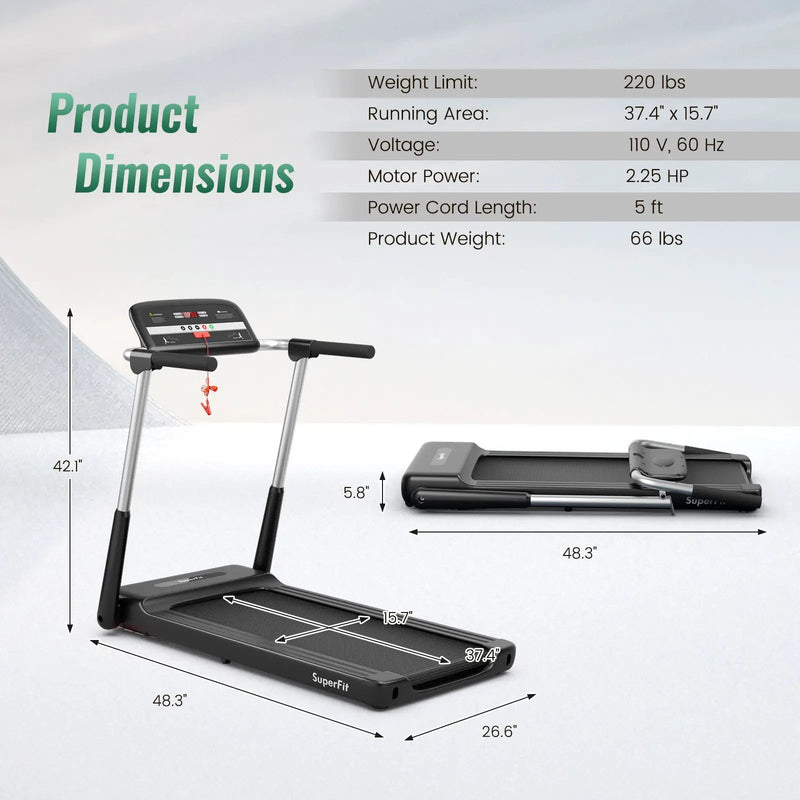 Foldable Treadmill with APP Control and LED Display 2.25 HP by DirectDeals