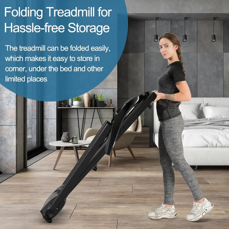 2.25HP Electric Folding Treadmill with HD LED Display and APP Control Speaker by DirectDeals