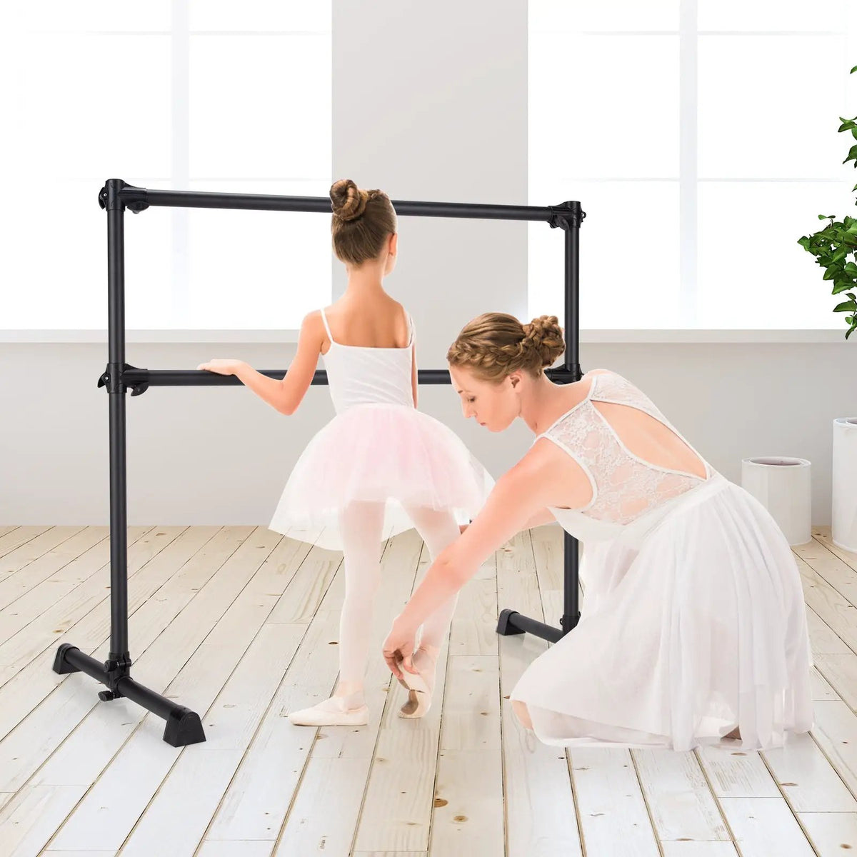 4 Feet Double Ballet Barre Bar with Adjustable Height by DirectDeals