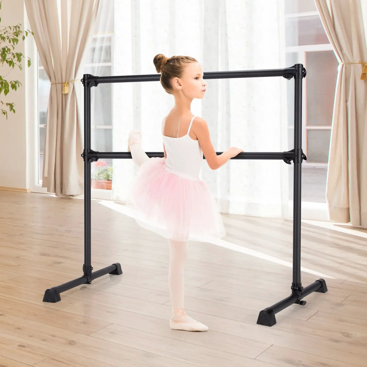 4 Feet Double Ballet Barre Bar with Adjustable Height by DirectDeals