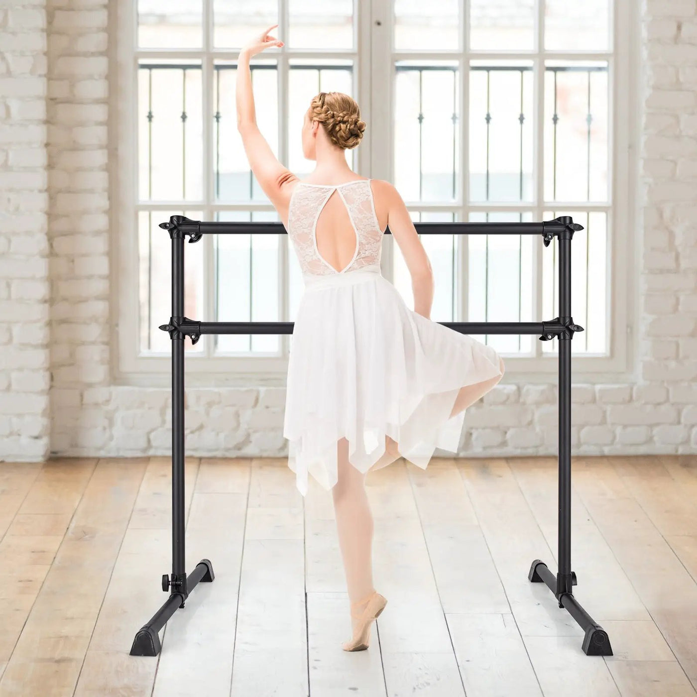 4 Feet Double Ballet Barre Bar with Adjustable Height by DirectDeals