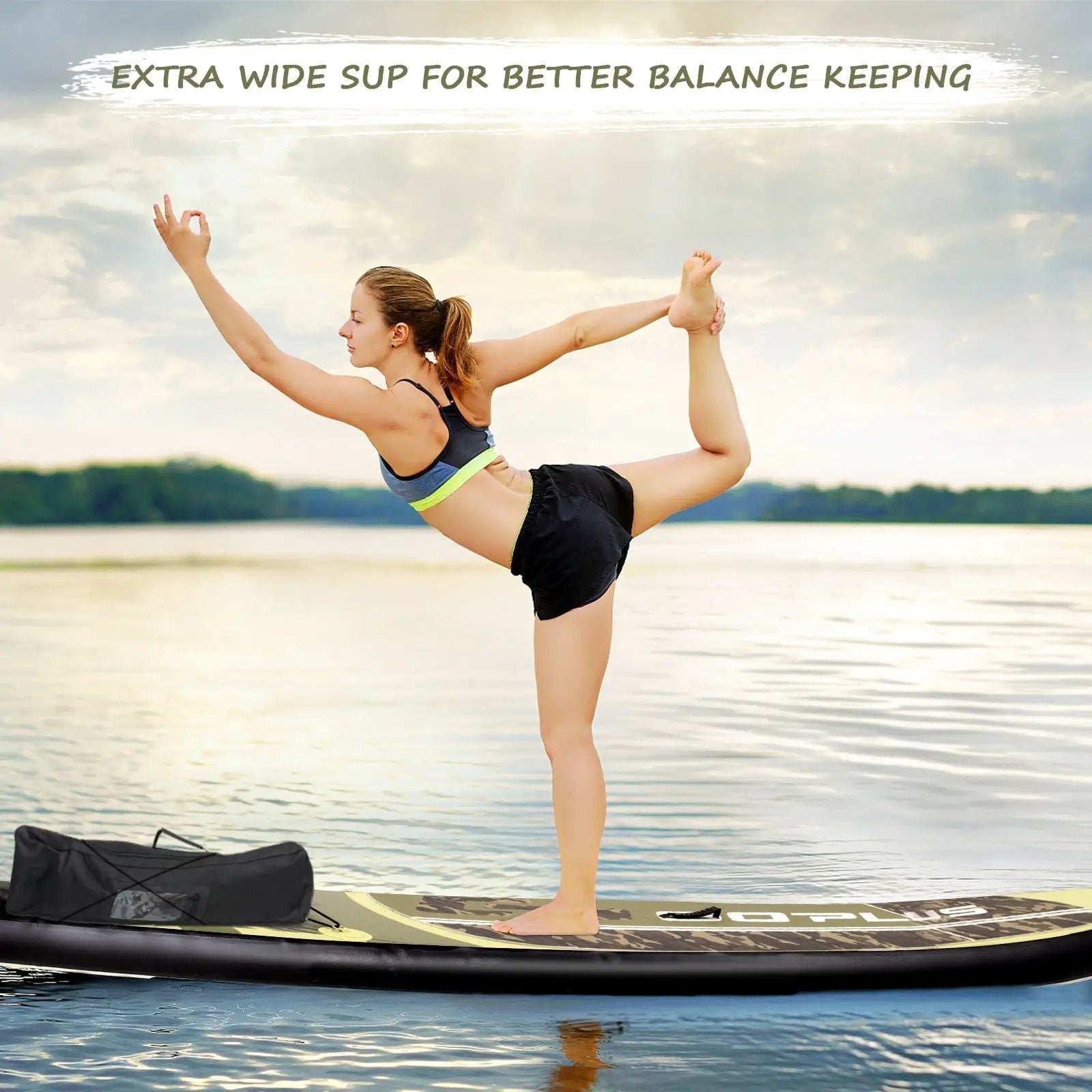 11 Feet Inflatable Standing Board Surfboard with Bag and Paddle by DirectDeals