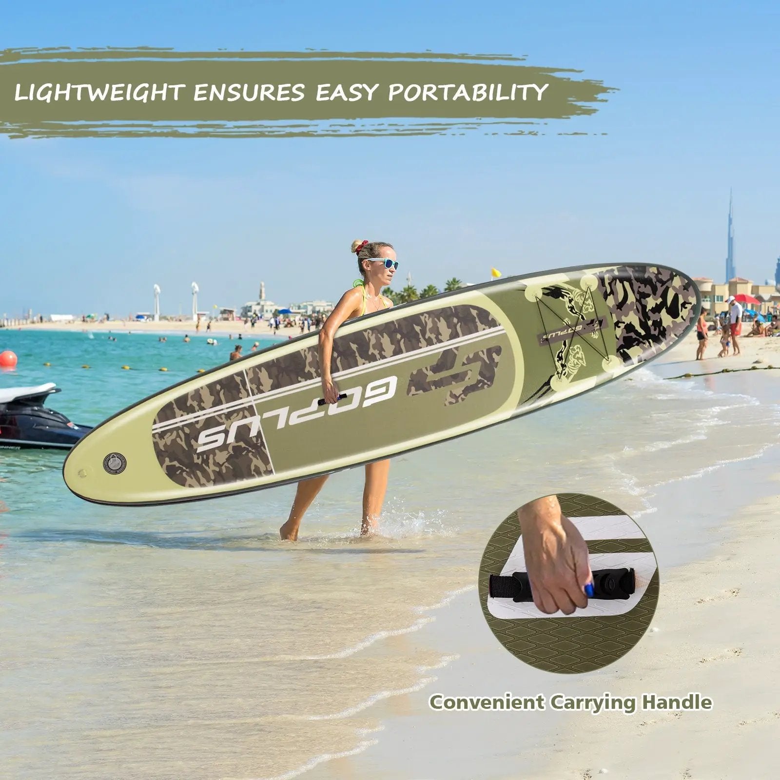 11 Feet Inflatable Standing Board Surfboard with Bag and Paddle by DirectDeals