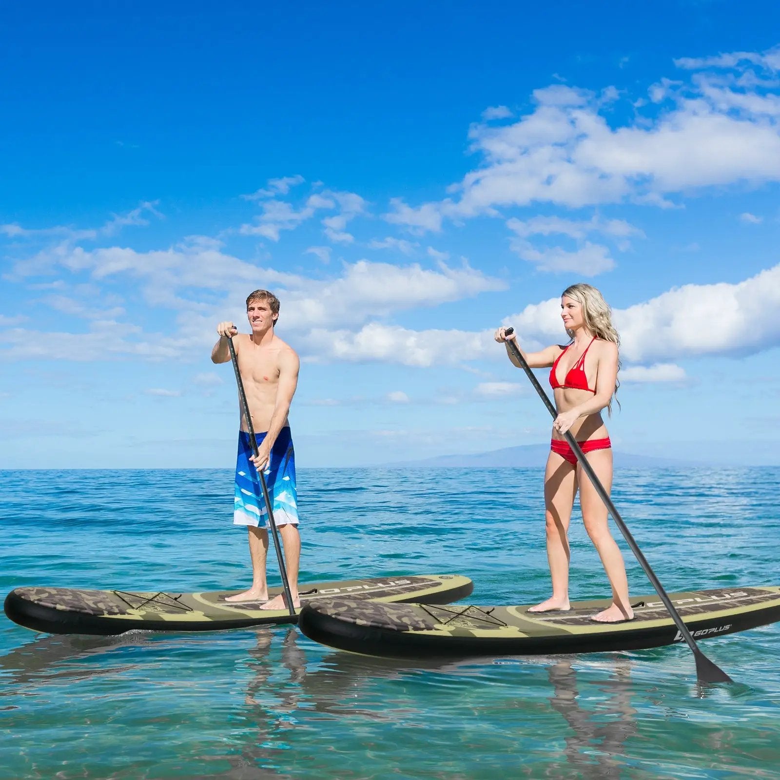 11 Feet Inflatable Standing Board Surfboard with Bag and Paddle by DirectDeals