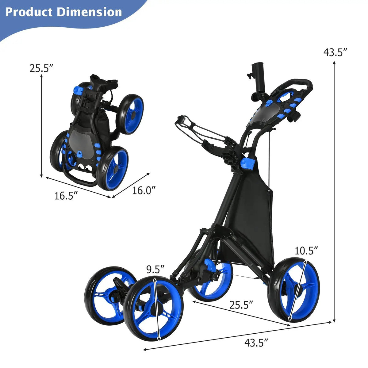 Golf Push Pull Cart with Foot Brake by DirectDeals