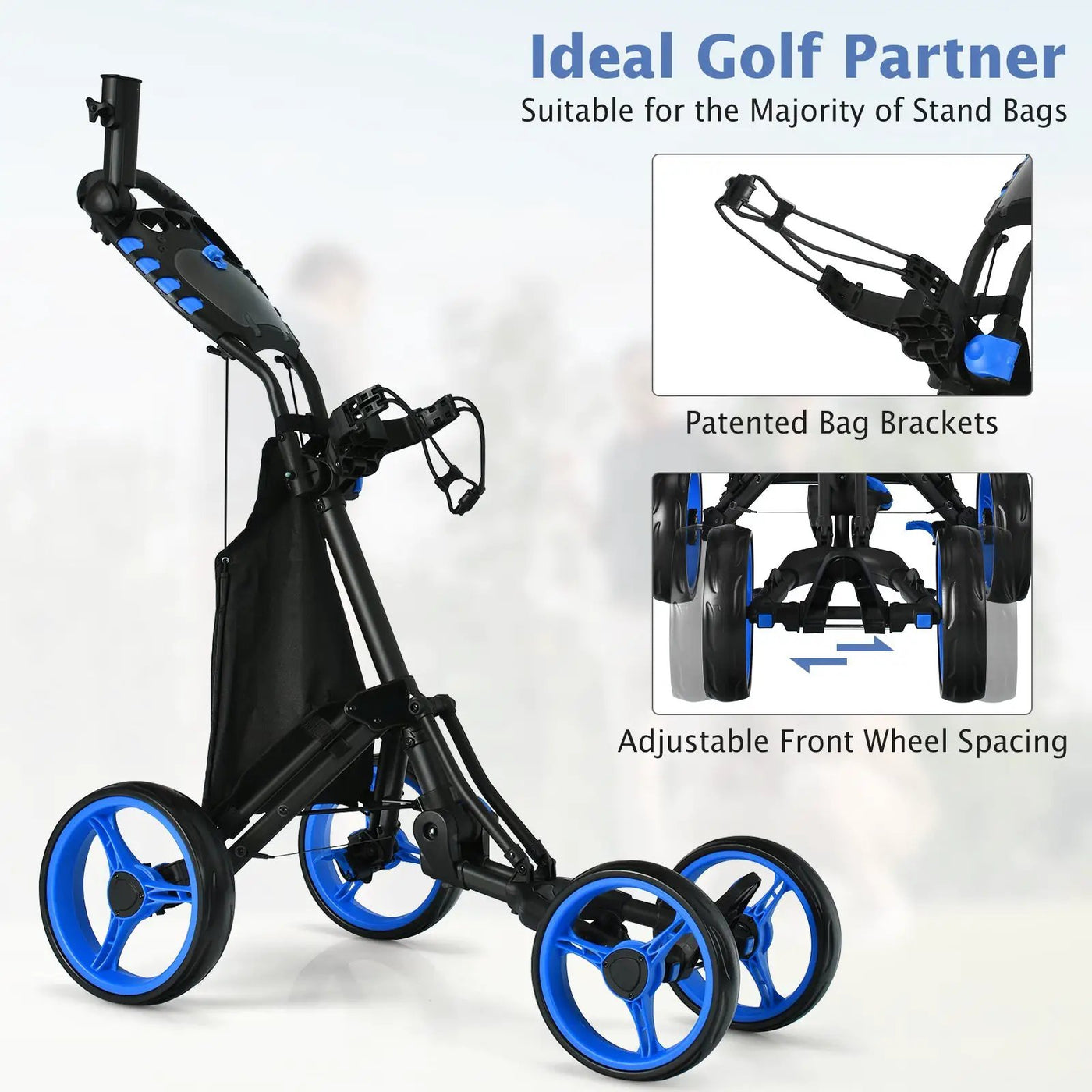 Golf Push Pull Cart with Foot Brake by DirectDeals