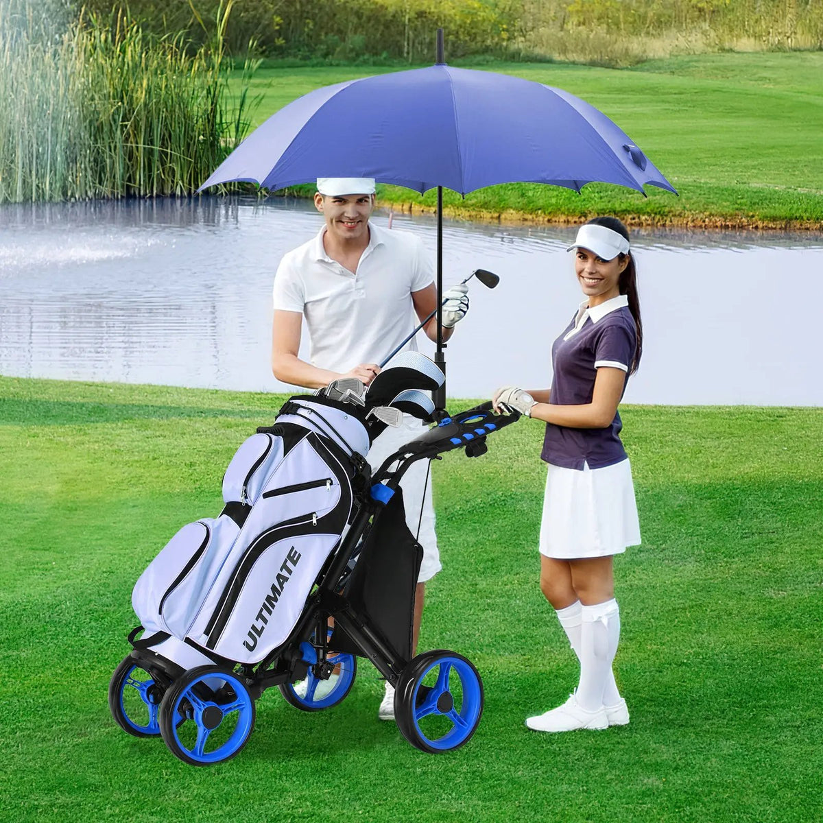 Golf Push Pull Cart with Foot Brake by DirectDeals