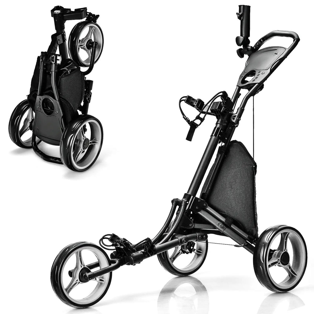 Folding 3 Wheels Golf Push Cart with Bag Scoreboard Adjustable Handle by DirectDeals