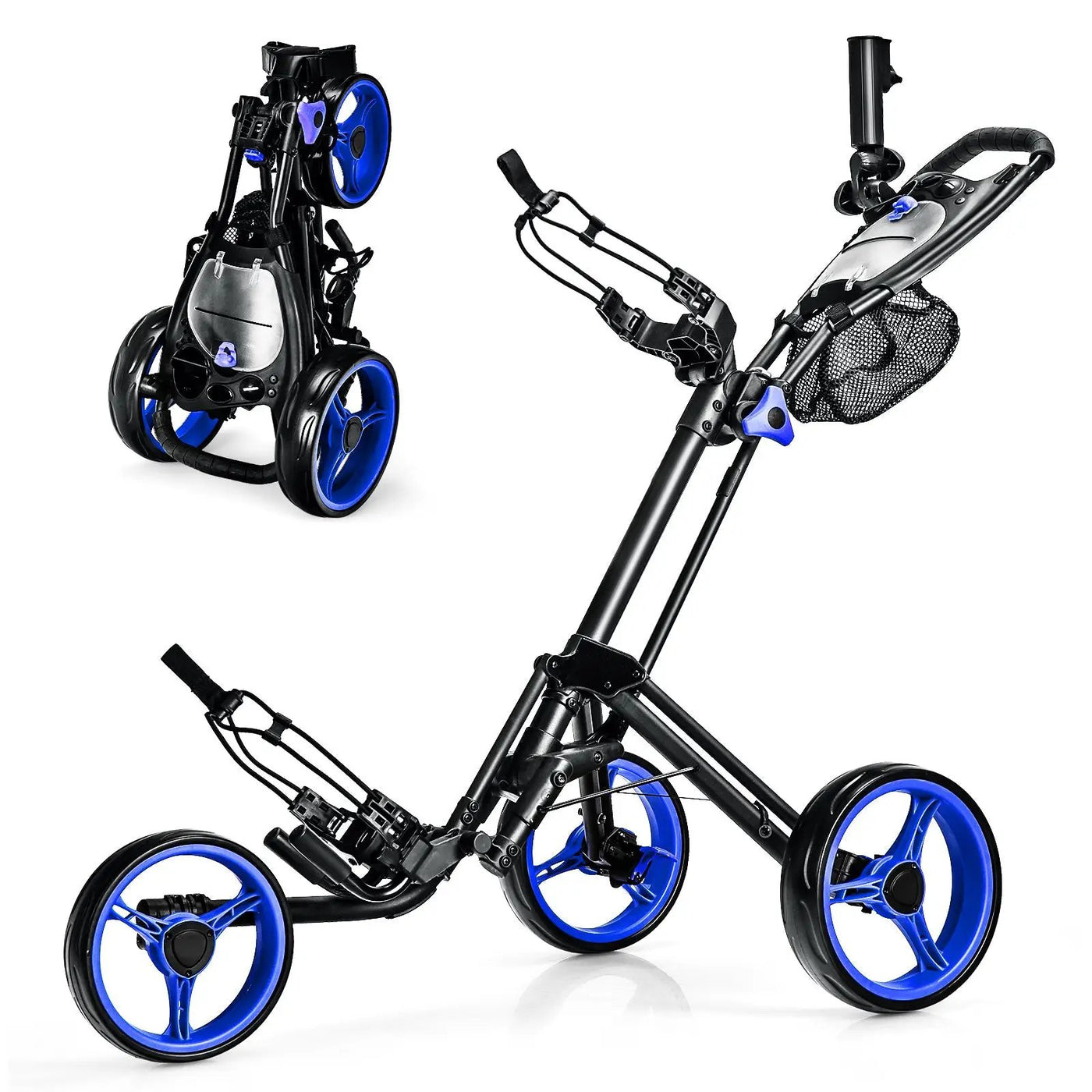 Folding 3 Wheels Golf Push Cart with Brake Scoreboard Adjustable Handle by DirectDeals