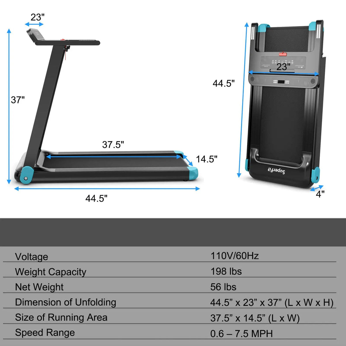 Folding Electric Compact Walking Treadmill with APP Control Speaker by DirectDeals