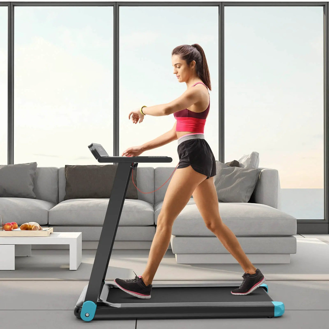 Folding Electric Compact Walking Treadmill with APP Control Speaker by DirectDeals
