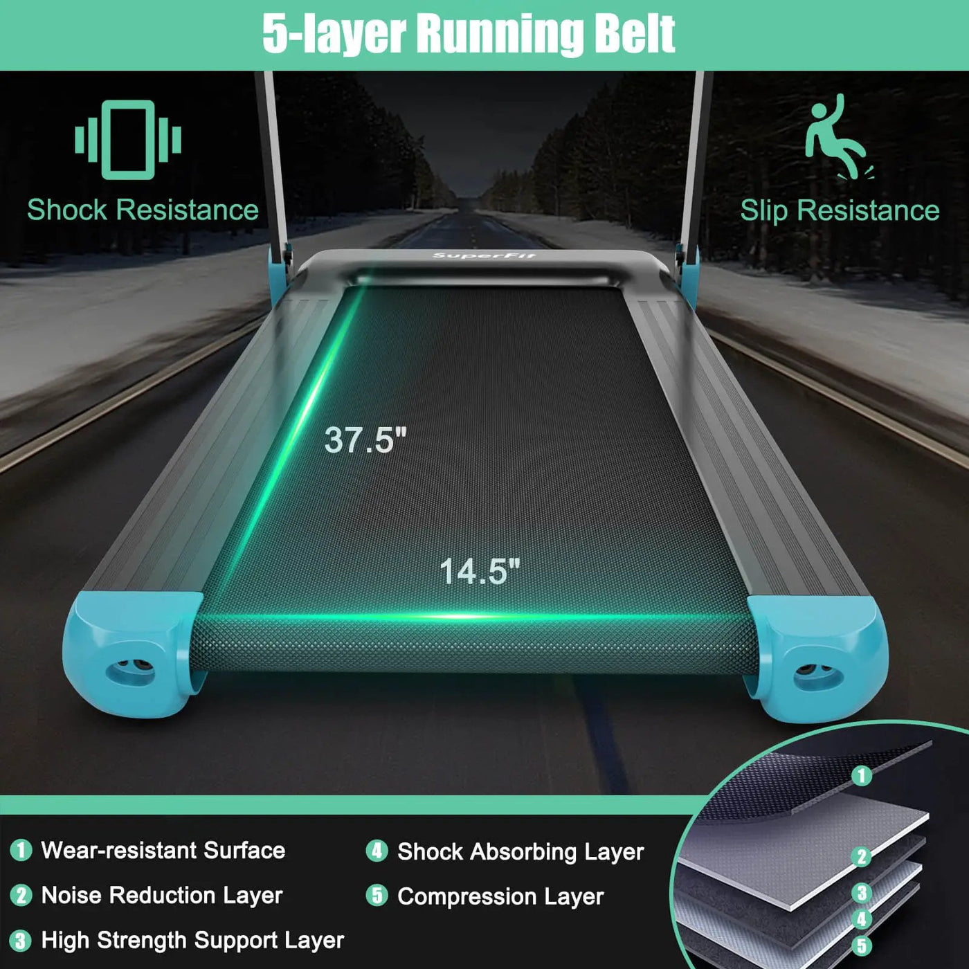 Folding Electric Compact Walking Treadmill with APP Control Speaker by DirectDeals