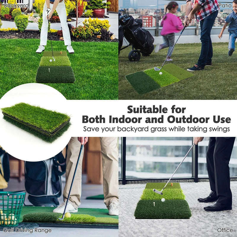 3-in-1 Golf Hitting Mats with 3 Rubber Tees by DirectDeals