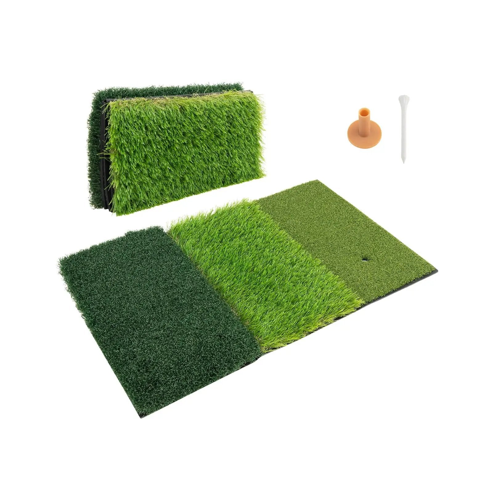 3-in-1 Golf Hitting Mats with 3 Rubber Tees by DirectDeals