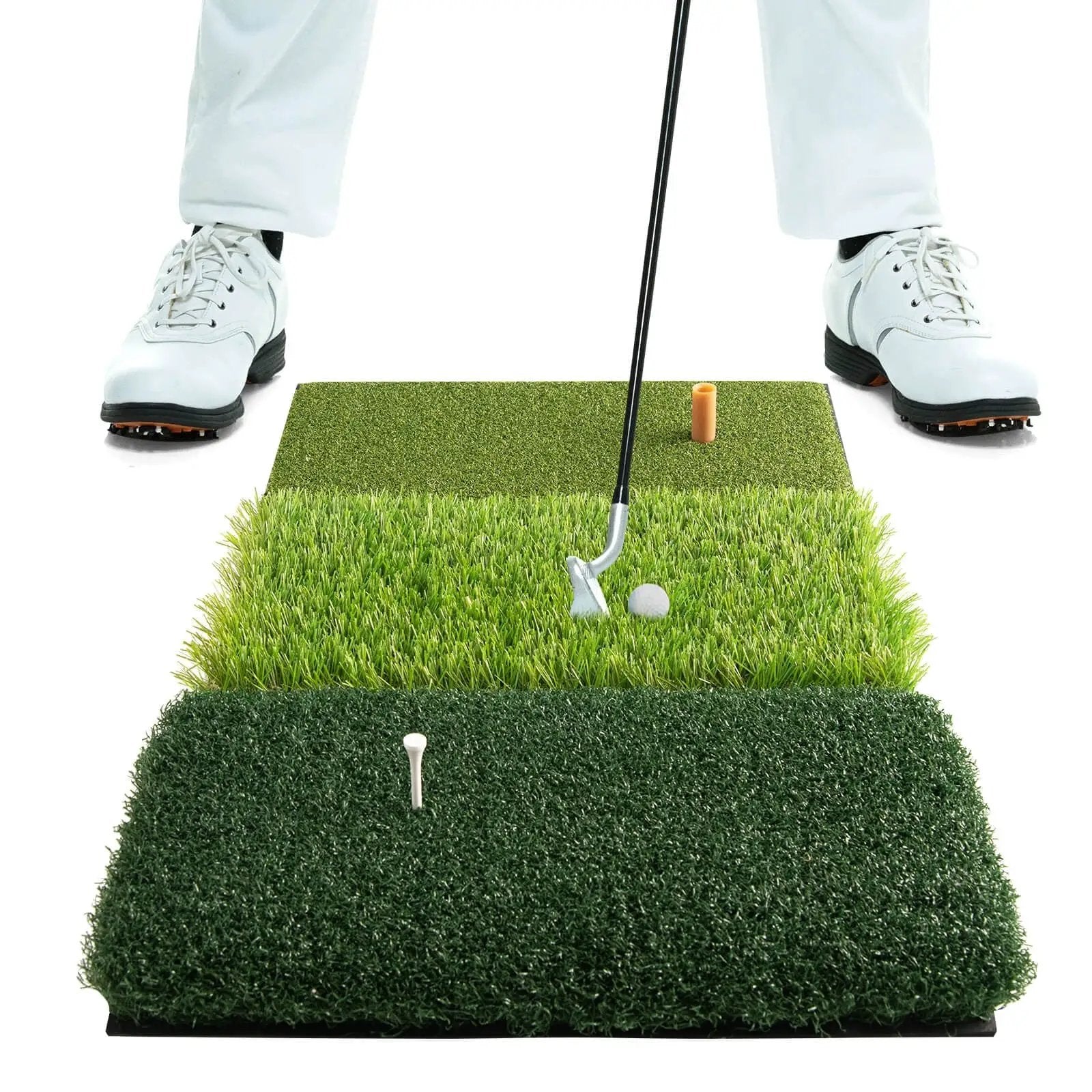 3-in-1 Golf Hitting Mats with 3 Rubber Tees by DirectDeals