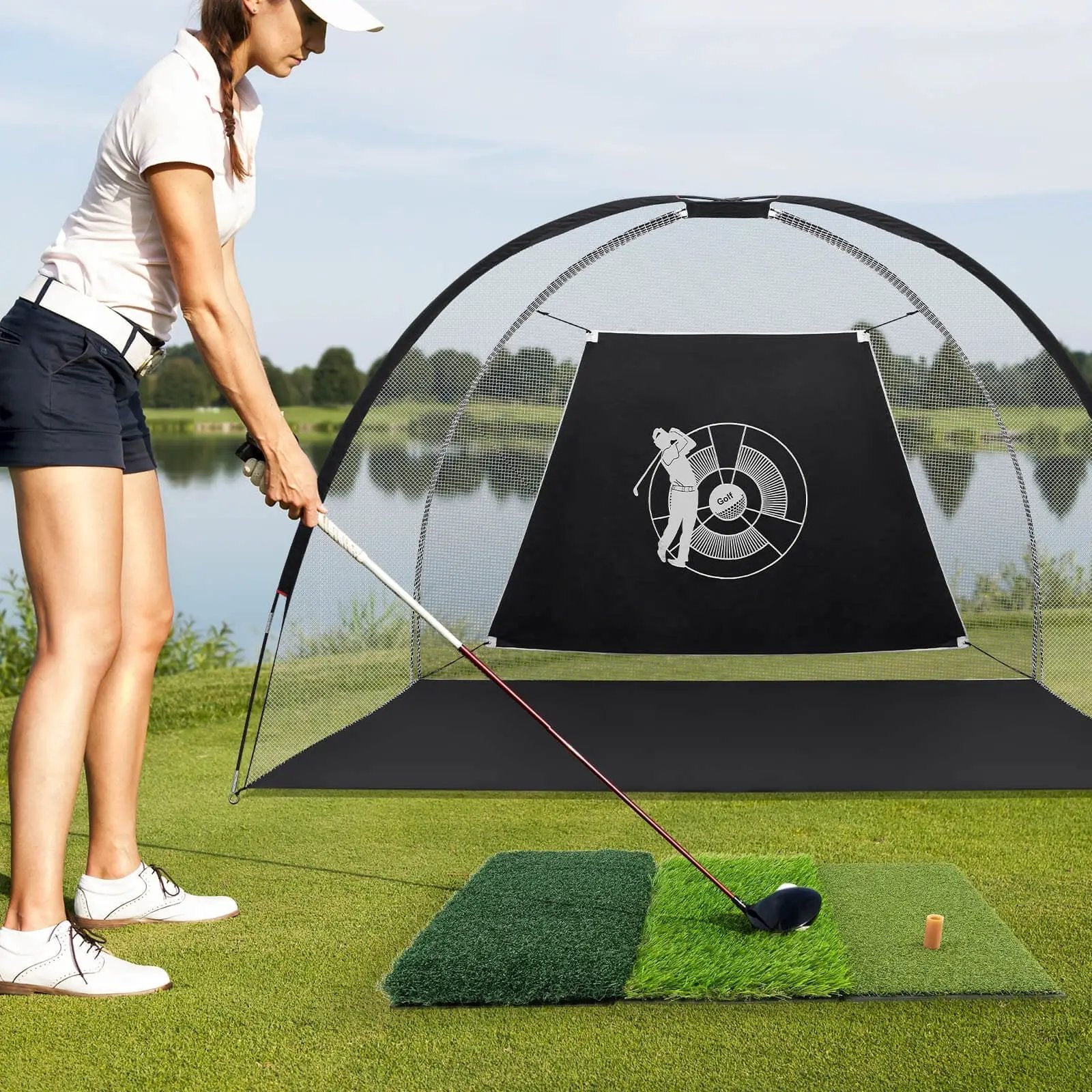 3-in-1 Golf Hitting Mats with 3 Rubber Tees by DirectDeals