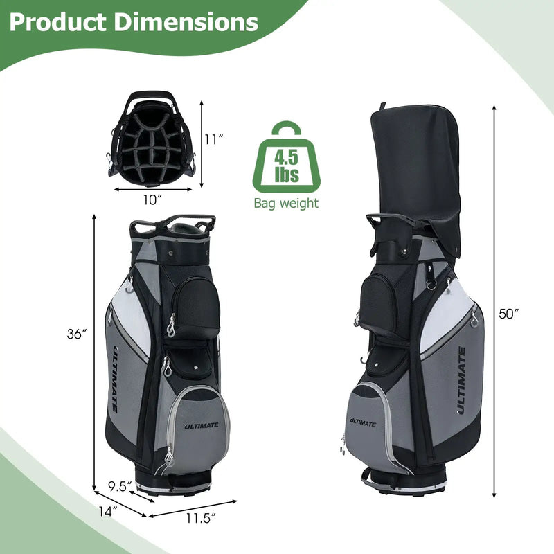 14-Way Golf Cart Stand Bag with Waterproof Rain Hood by DirectDeals