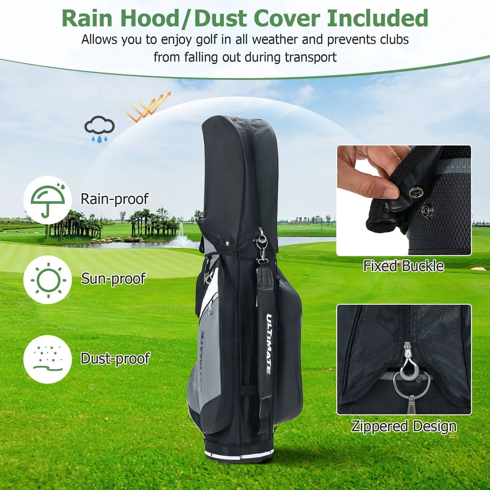 14-Way Golf Cart Stand Bag with Waterproof Rain Hood by DirectDeals