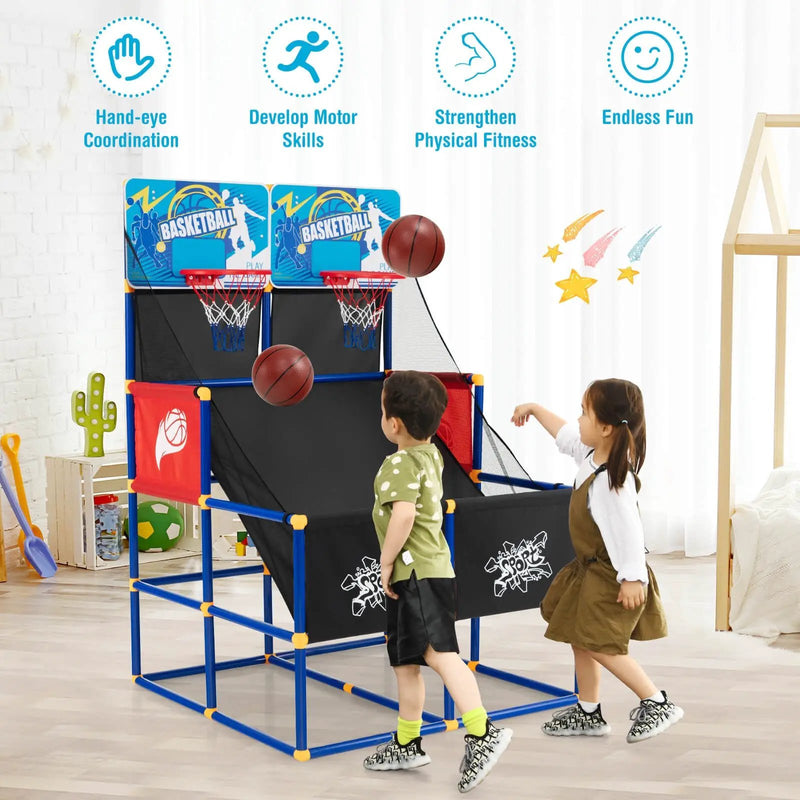 Kids Arcade Basketball Game Set with 4 Basketballs and Ball Pump by DirectDeals