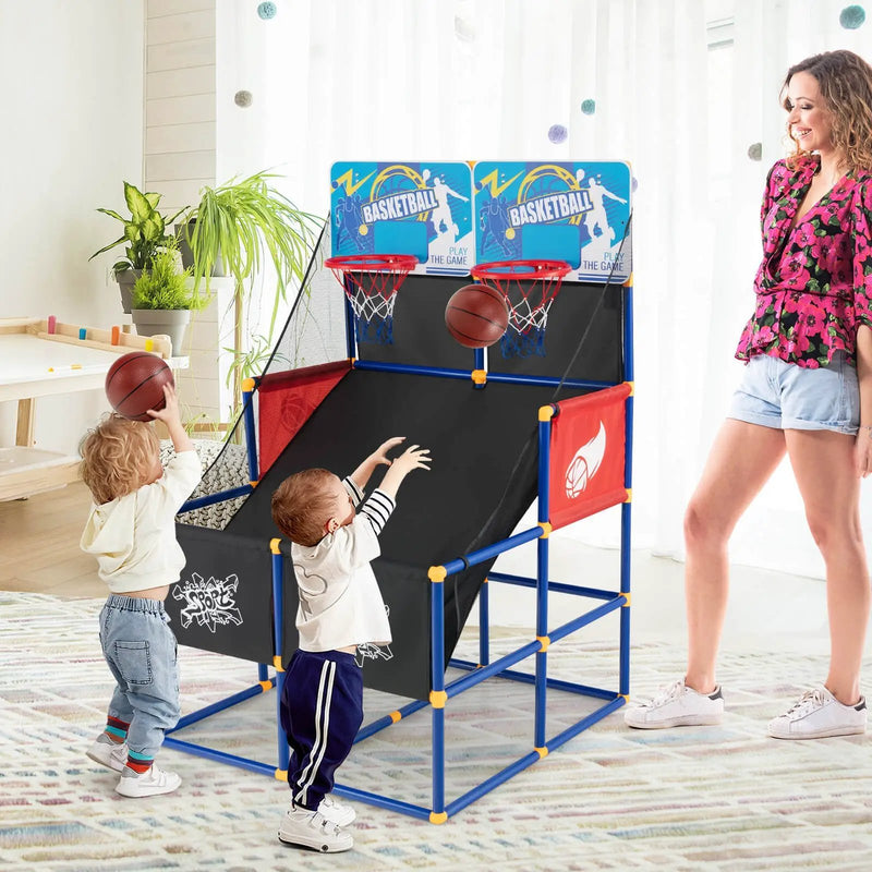 Kids Arcade Basketball Game Set with 4 Basketballs and Ball Pump by DirectDeals