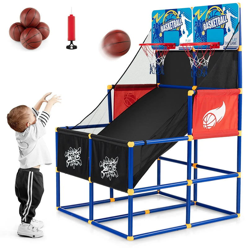 Kids Arcade Basketball Game Set with 4 Basketballs and Ball Pump by DirectDeals